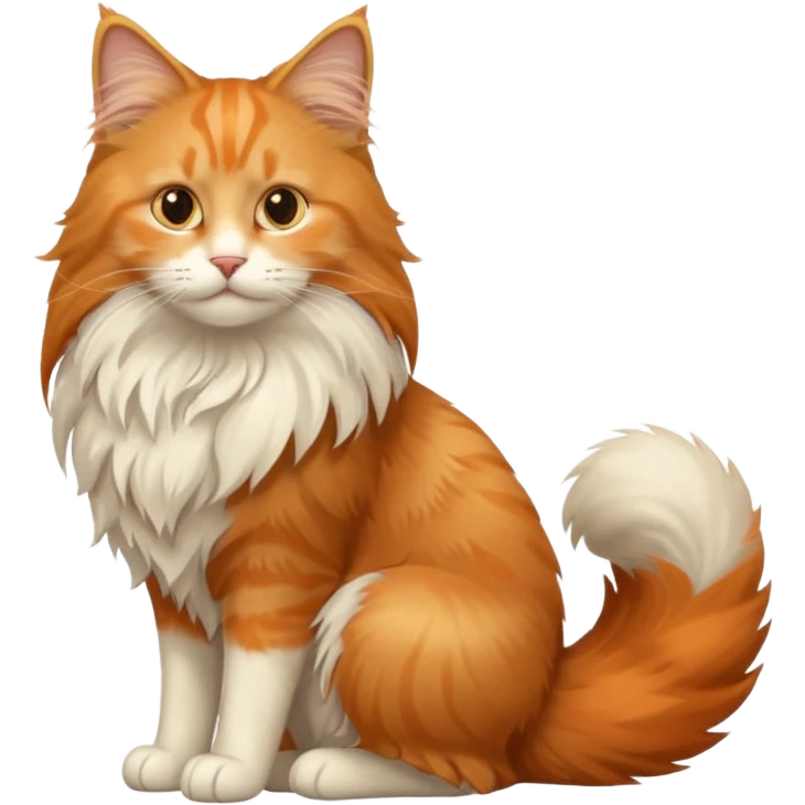 orange Norwegian forest cat, sitting, fluffy tail emoji