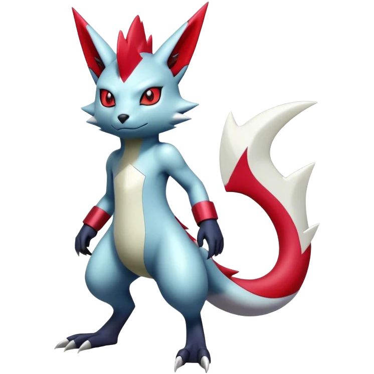  Cool Edgy Shiny Futuristic Ethereal Legendary Zangoose-Sneasel-Digimon-hybrid full body emoji