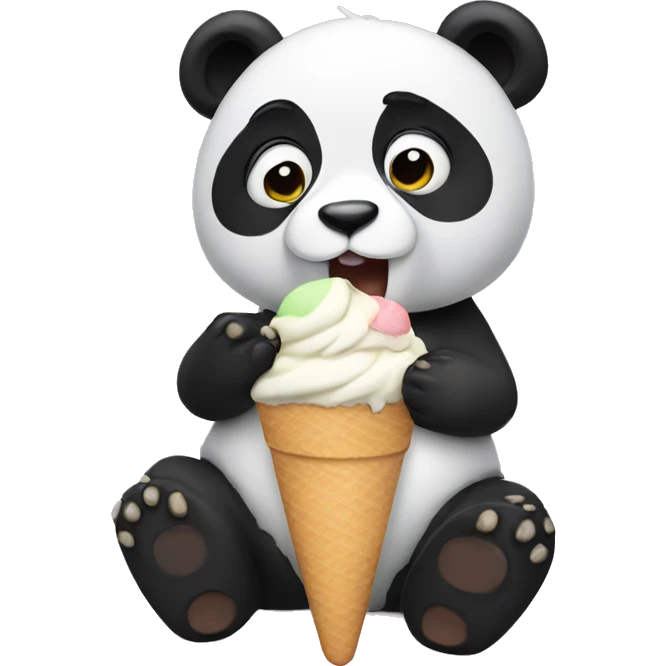 Panda eating ice cream emoji
