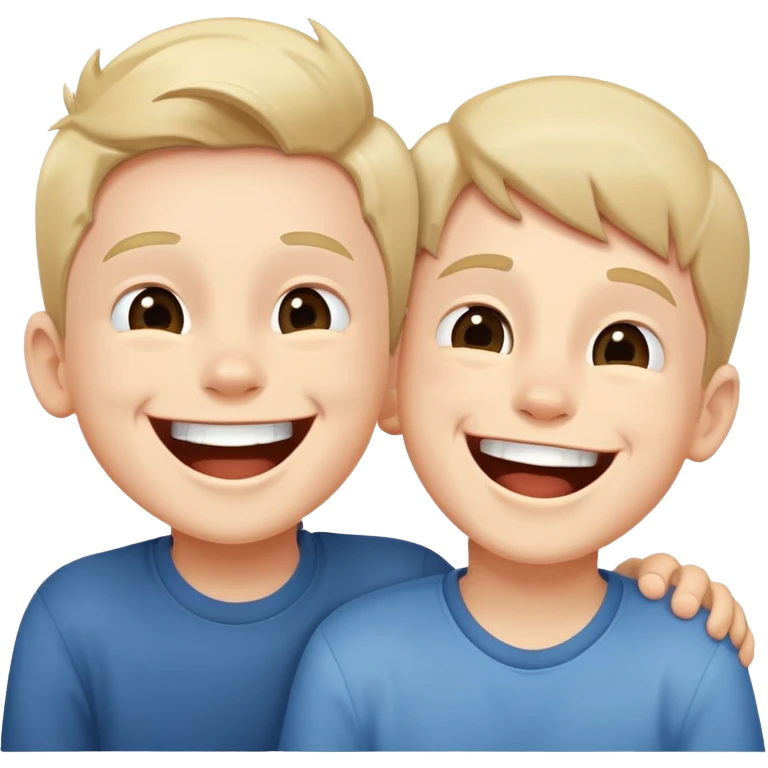 two boys laughing together, simple pose emoji