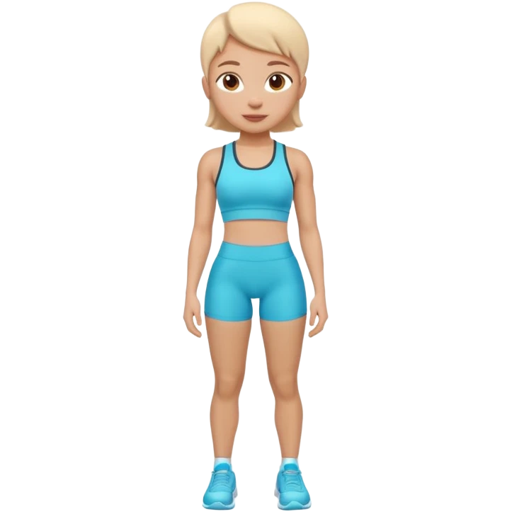 A 3D cartoon fit person showing a slim waistline, wearing sportswear, bright lighting, Memoji-style. close up camera angle. emoji