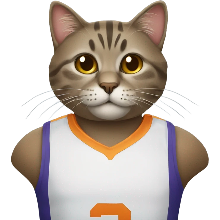 Cat wearing a basketball jersey emoji