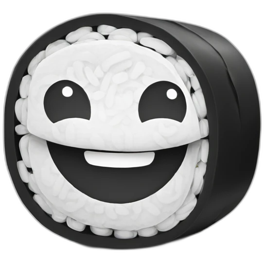 happy sushi roll black and white emoji