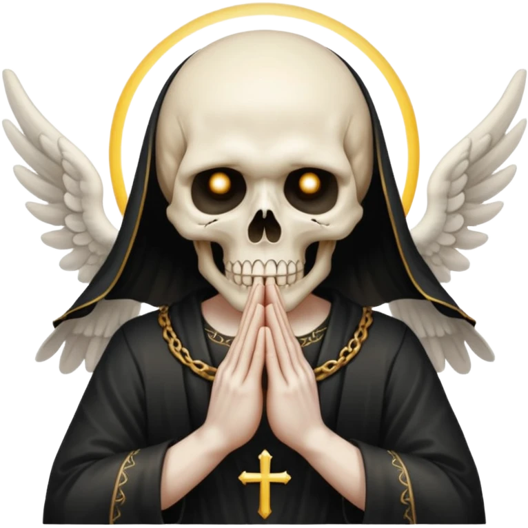 make a skull face like this💀but agnel and demon one with there hands going like this 🤞 emoji