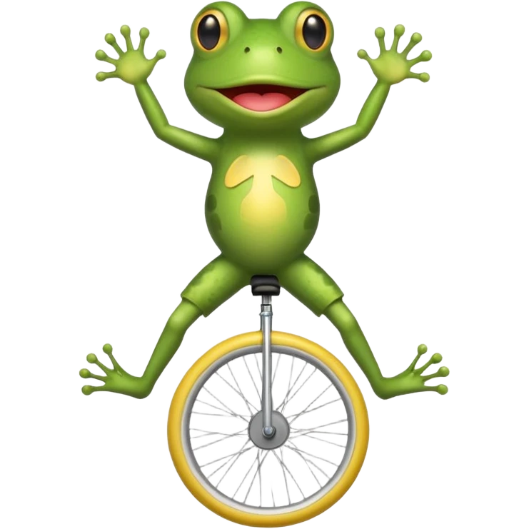 a frog with a mustache riding a unicycle, emoji style emoji
