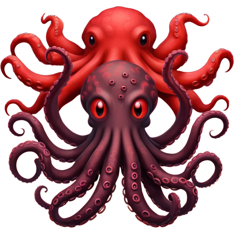 Shadowy tentacle creature in front of a bright red cloudy sky emoji