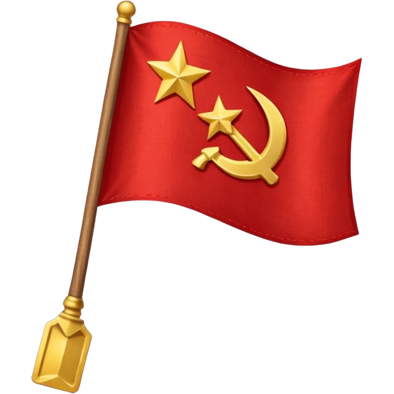The flag of the Soviet Union (USSR) is a plain red banner with a gold hammer and sickle topped by a gold-bordered red star in its upper hoist corner. emoji