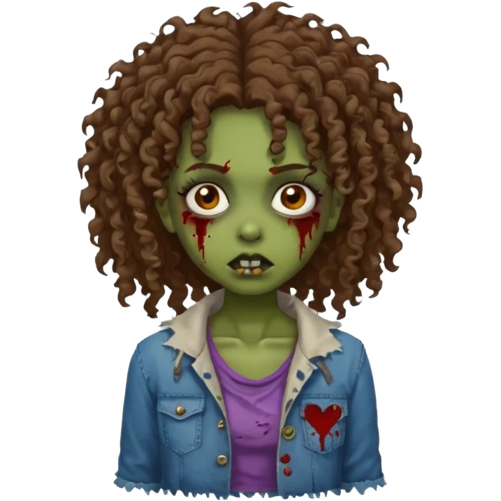 Brown curly head girl zombie emoji
