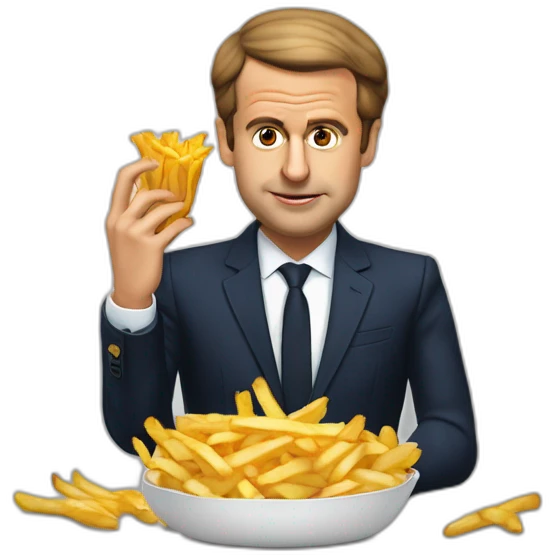 Emanuel Macron mange des frites emoji