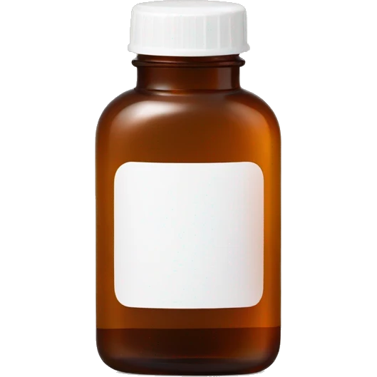 Singular Amber colored pill bottle with a plain white label emoji