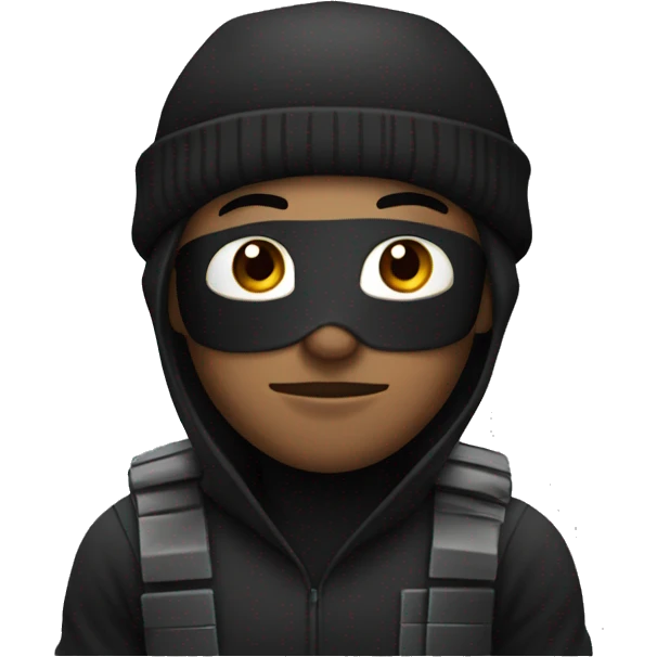 Robber with black prison outfit and black beanie with money bag  emoji