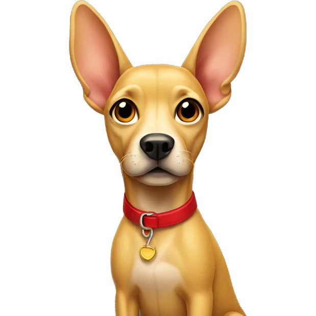 mustard colored dog with very very long ears and red collar emoji