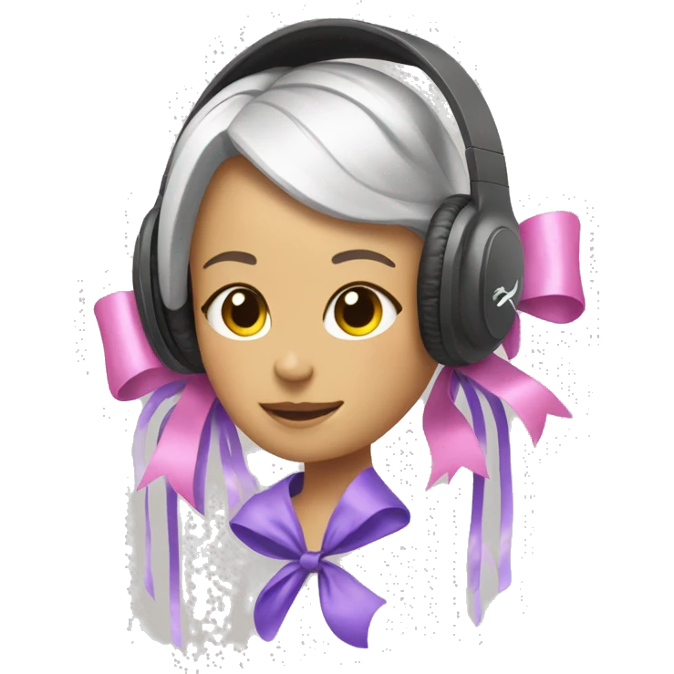 Girly beats headphones with ribbons emoji