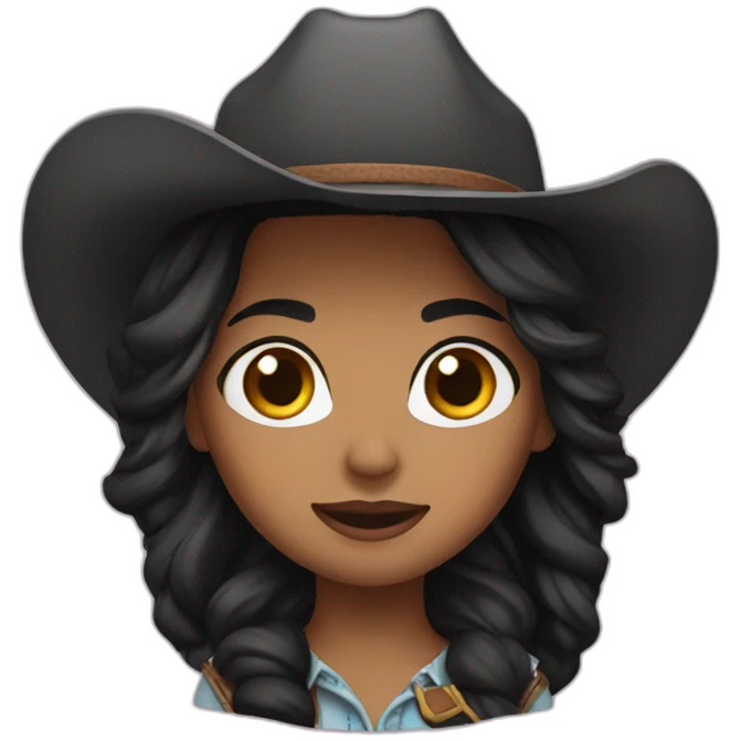 cowgirl straight black hair emoji