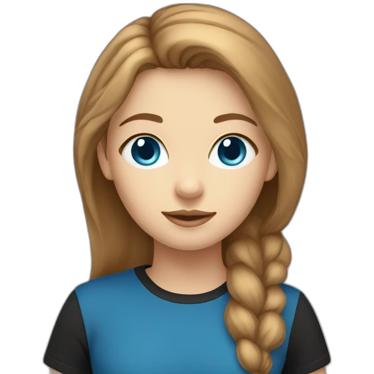 light brown hair woman with blue eyes black stripy t-shirt emoji
