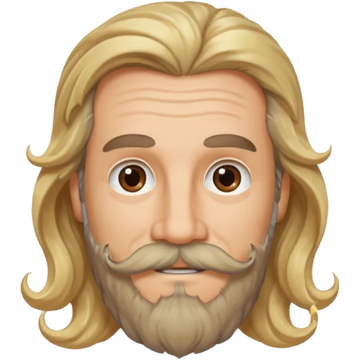 MID AGE MAN WITH LONG BLOND & bROWN WAVY HAIR; AND BROWN & GREY MOUSTACH AND BEARD, HAPPY EYES emoji