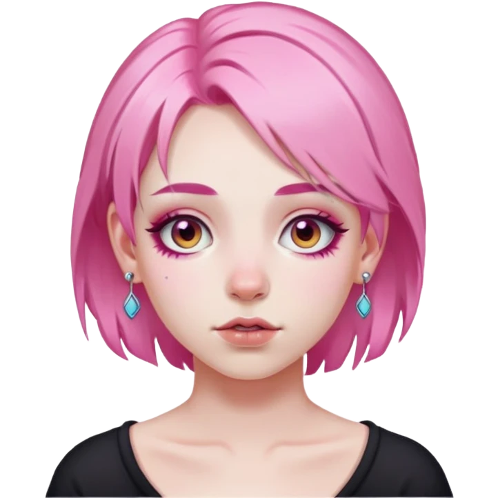 pale girl with pink hair and face piercings emoji