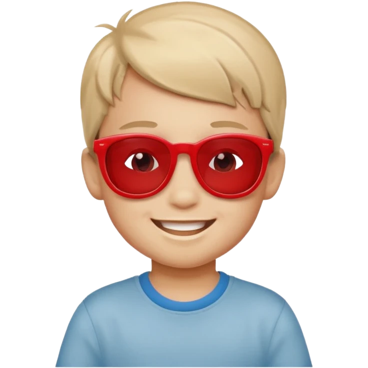 Red sunglasses on head of little boy emoji