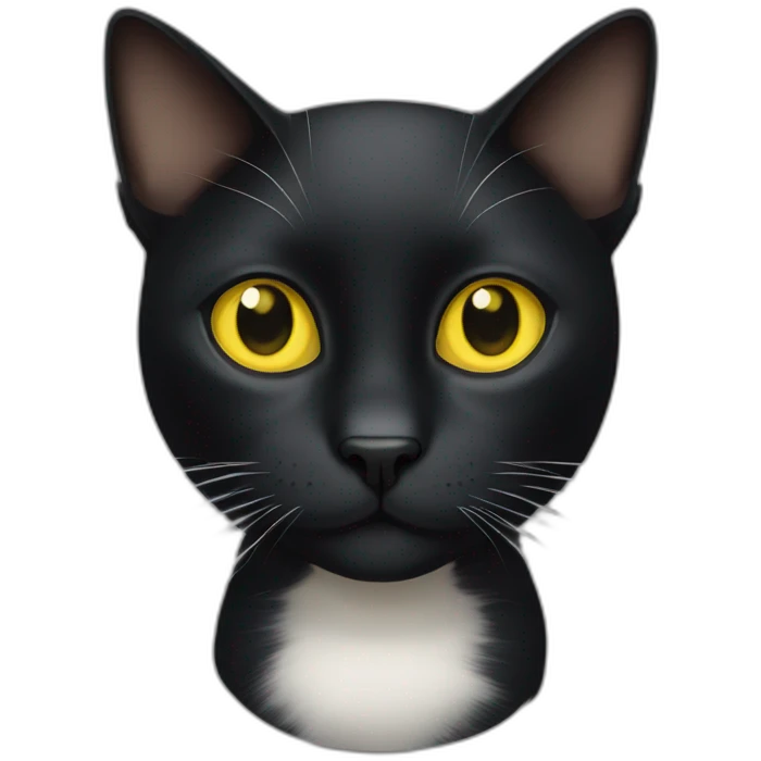 Black cat with a white spot between the yellow eyes emoji