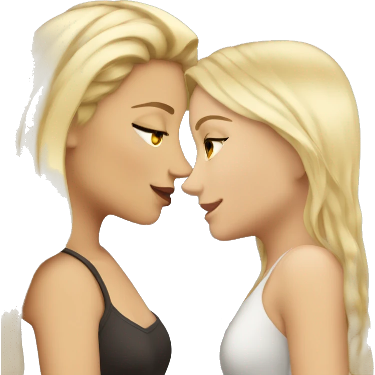 Tall blonde kissing curvy beautiful brunette  emoji