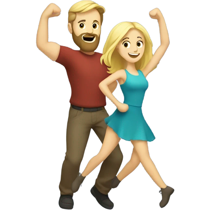 Caucasian man with beard dancing under disco ball with blond girl  emoji