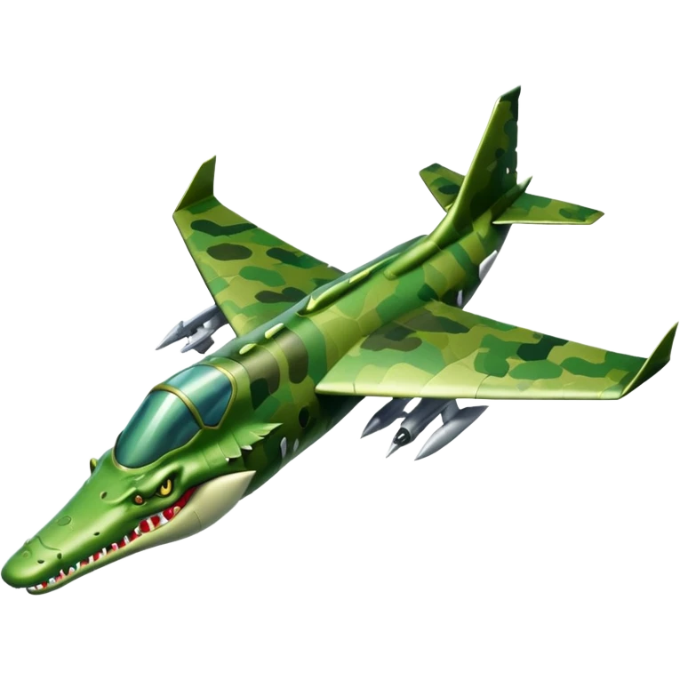 Un cocodrilo c9mbinado con un avion de guerra emoji