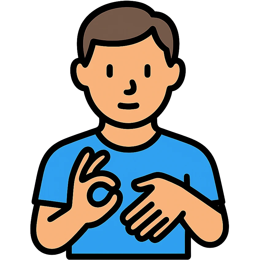 color outline icon of a man using sign language emoji