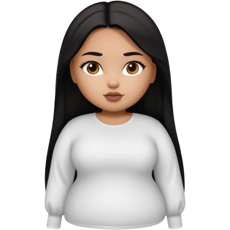 fat brown pretty bratz girl with black straight hair and white full sleeve emoji