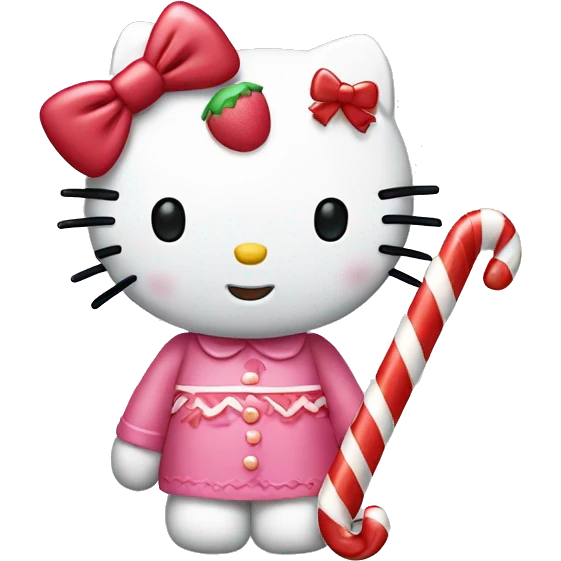 Hello kitty with a candy cane emoji