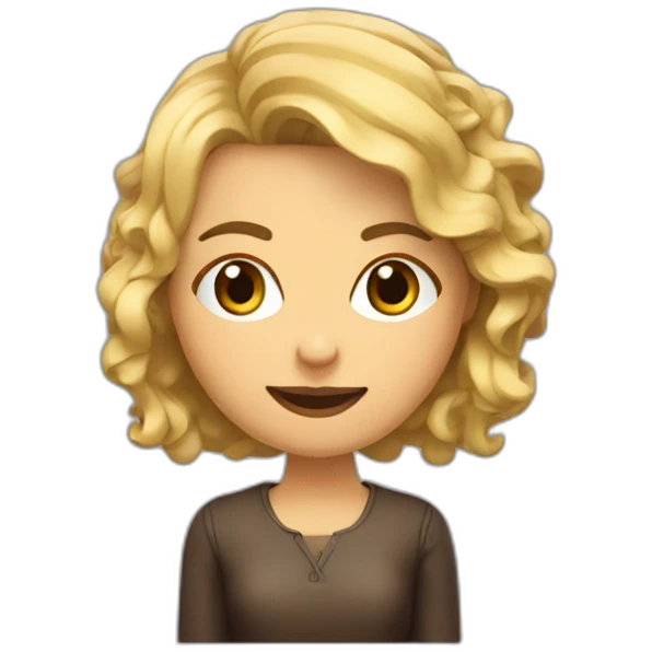 Maestra con pelo ondulado y corto rubia haciendo manualidad  emoji