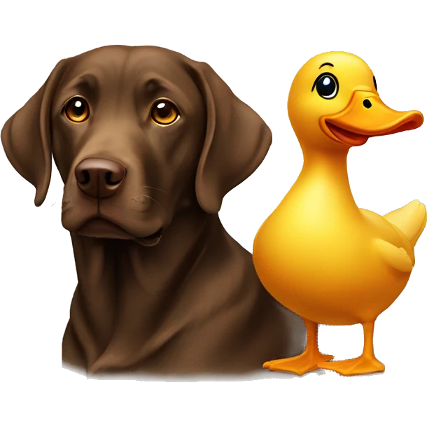 Brown Labrador with duck emoji