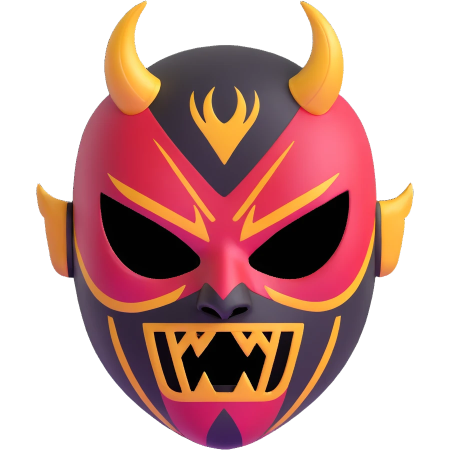 colorful sinister luchador mask with evil expression emoji