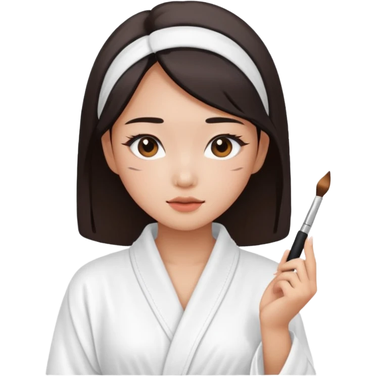 girl aesthetic emoji, asian beautiful make up white Bathrobe emoji