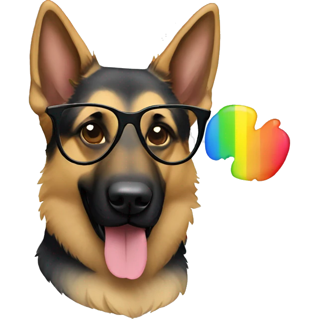 Rainbow German shepherd with glasses emoji