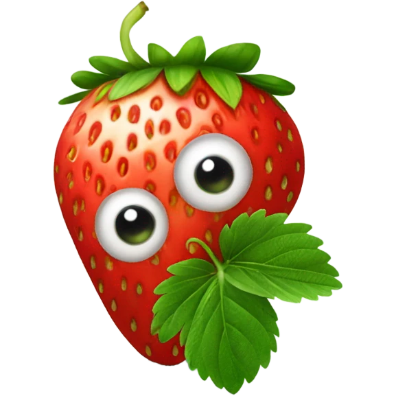 A strawberry with eyes and leafs for legs emoji