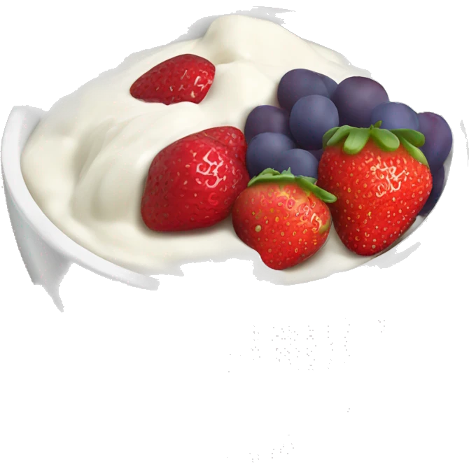 fruit yogurt bowl with strawberries and grapes emoji