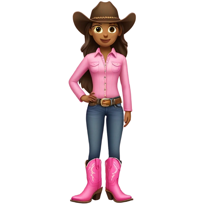 Brunette girl in pink cowboy boots emoji