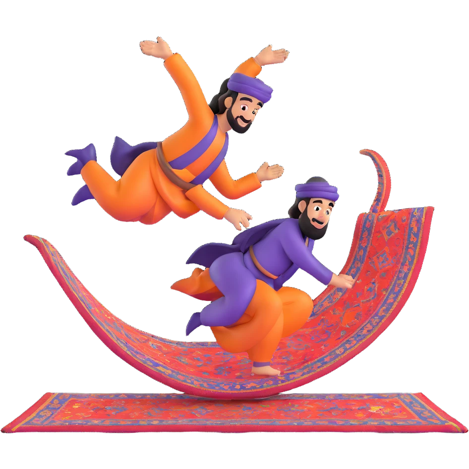 arabic character on a flying carpet in dynamic pose emoji
