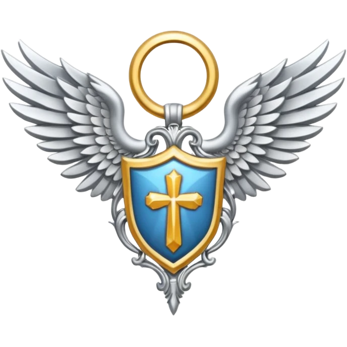 Holy Saint  Emblem with Silver wings emoji
