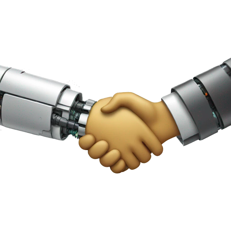handshake with robot emoji