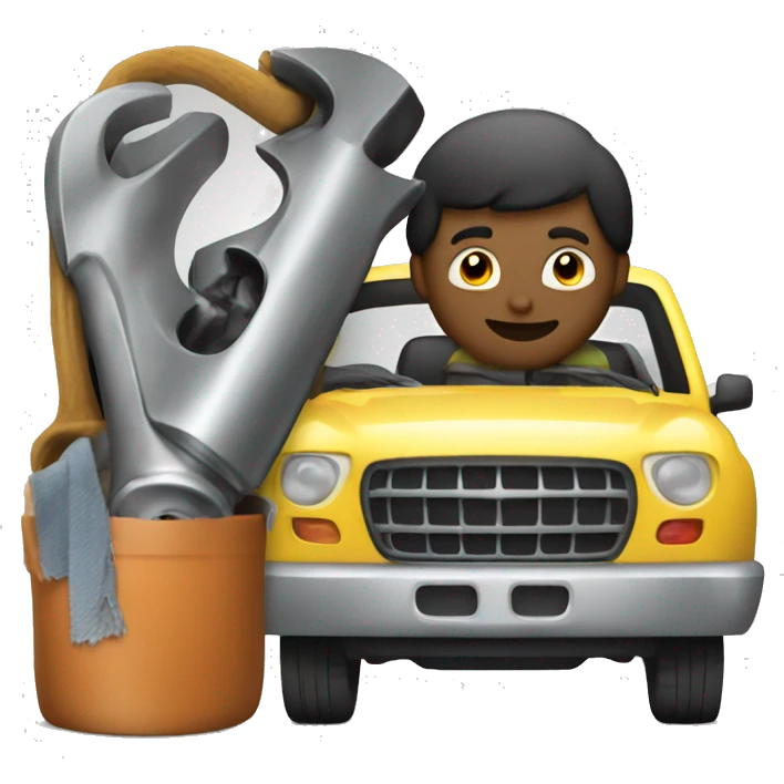 guy repairs car emoji