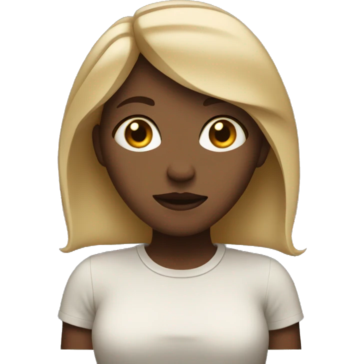 Dark blond girl shrugging emoji