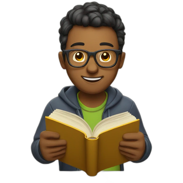 nerd reading a book  emoji