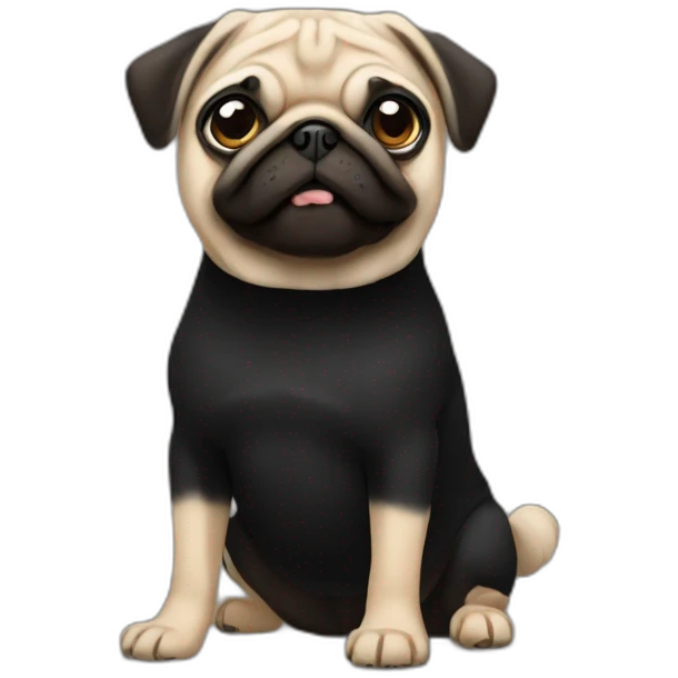 pug wearing a black t-shirt emoji