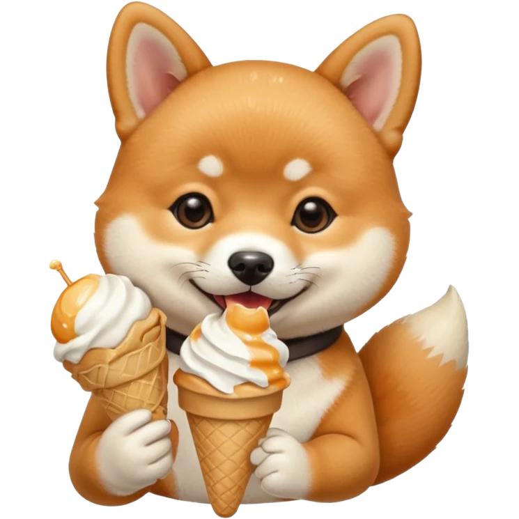 The baby shiba dog with icecream emoji