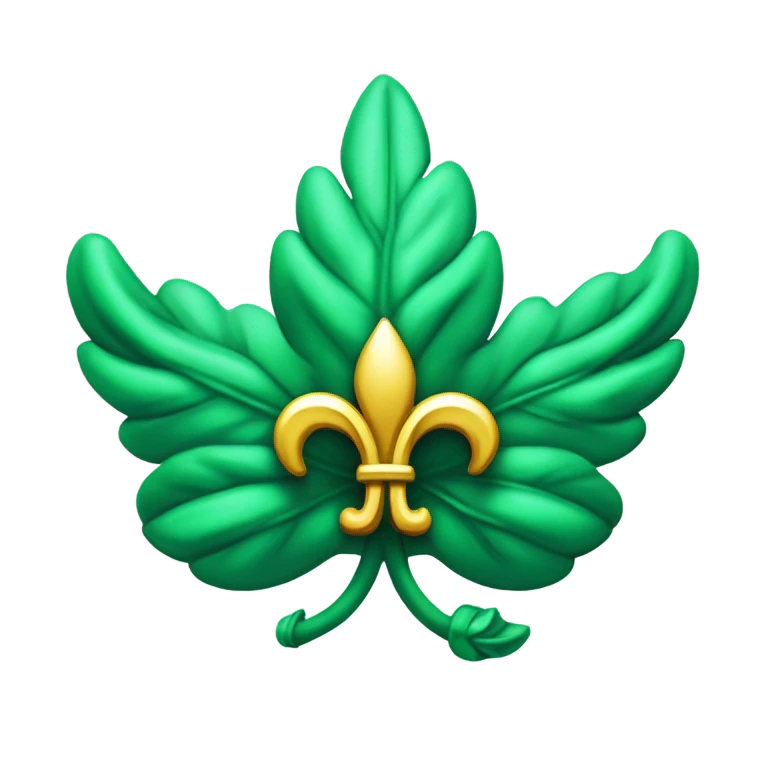 Caduceu de Hermes à frente de uma Flor-de-Lis verde emoji