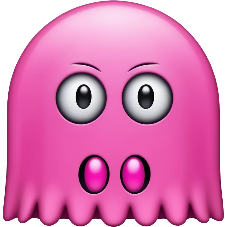 Pink Pacman ghost character with big eyelashes emoji