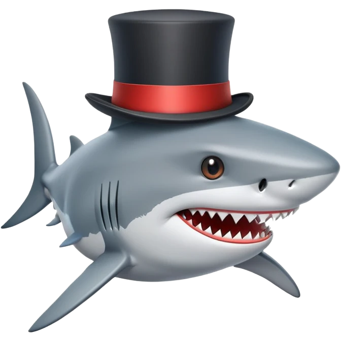 Shark with a top hat emoji