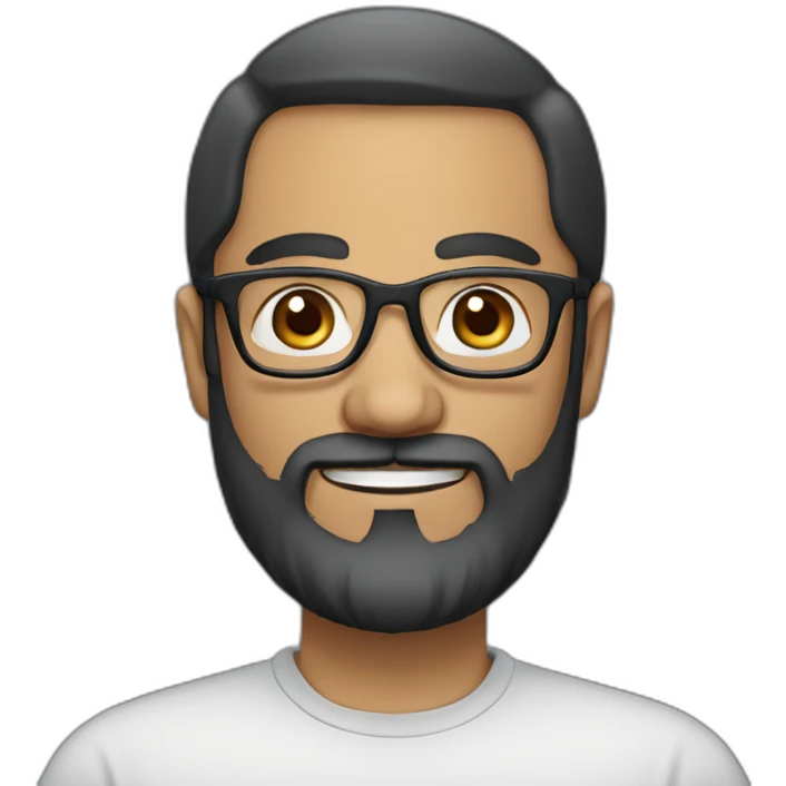 A 51 years man wearing glasses with a black beard with a round face speaking Arabic  emoji