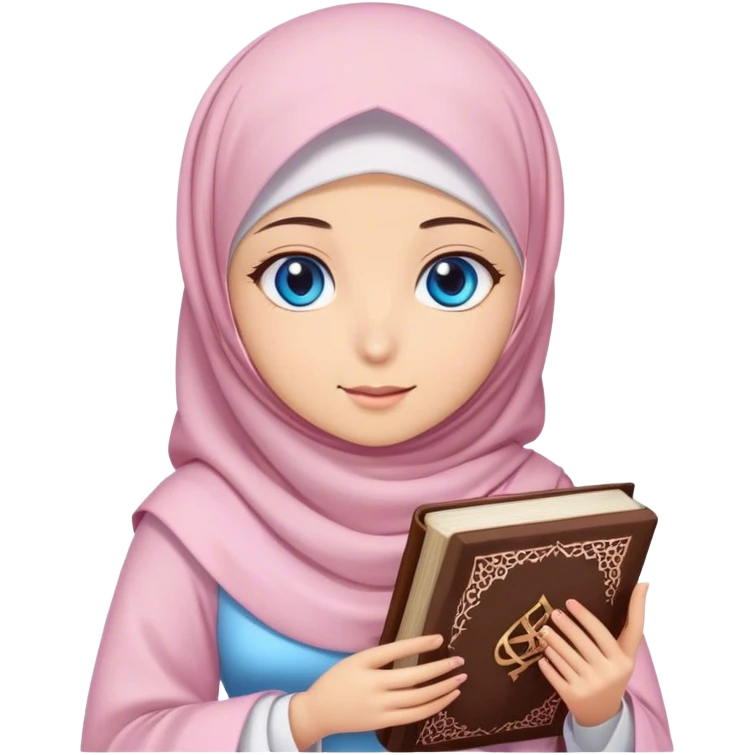 Turkish beautiful finish Konya girl blue eyes with hijab and Sakura dress have Quran  emoji
